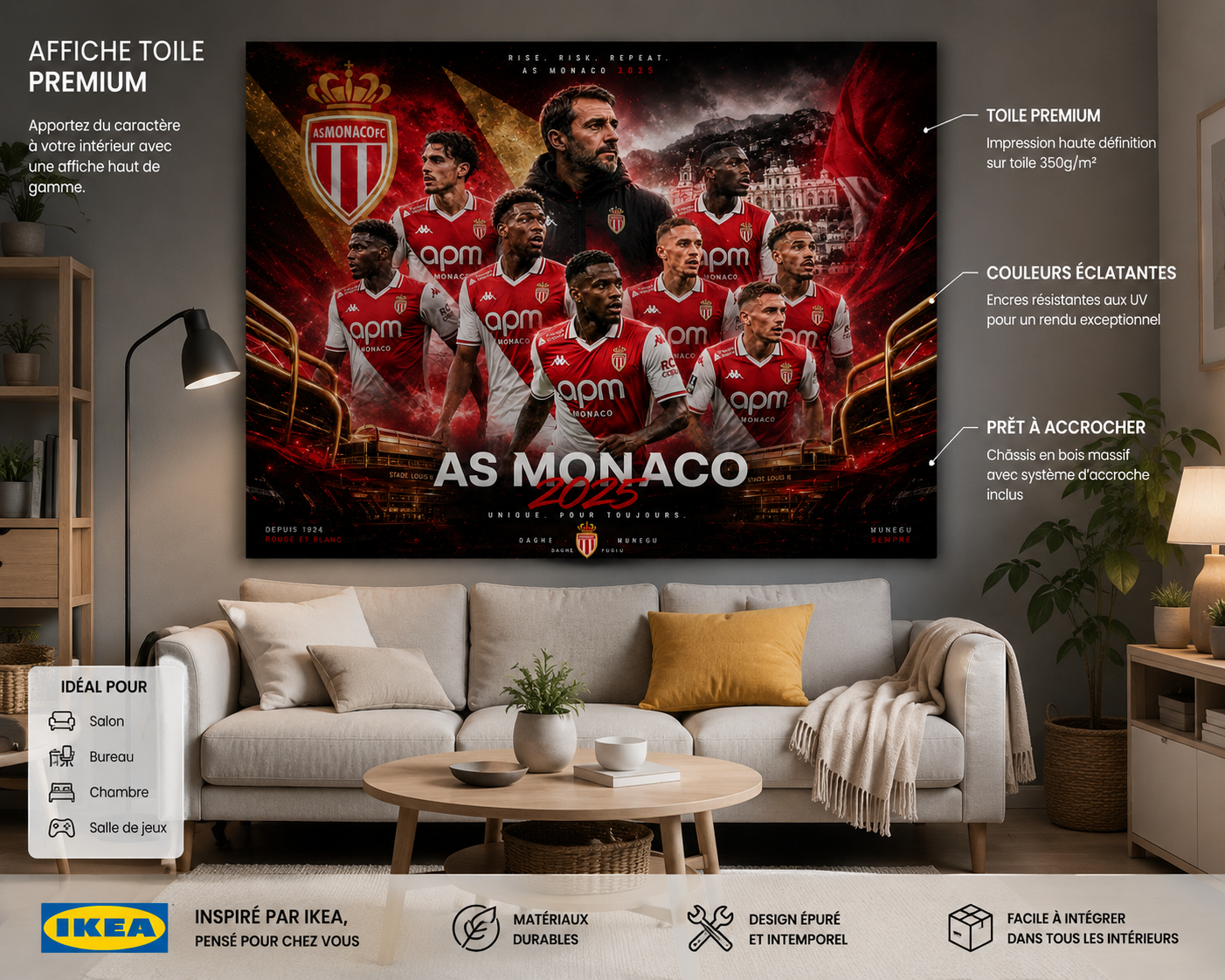 Tableau Métal AS Monaco – Saison 2025‑2026 – Image 8