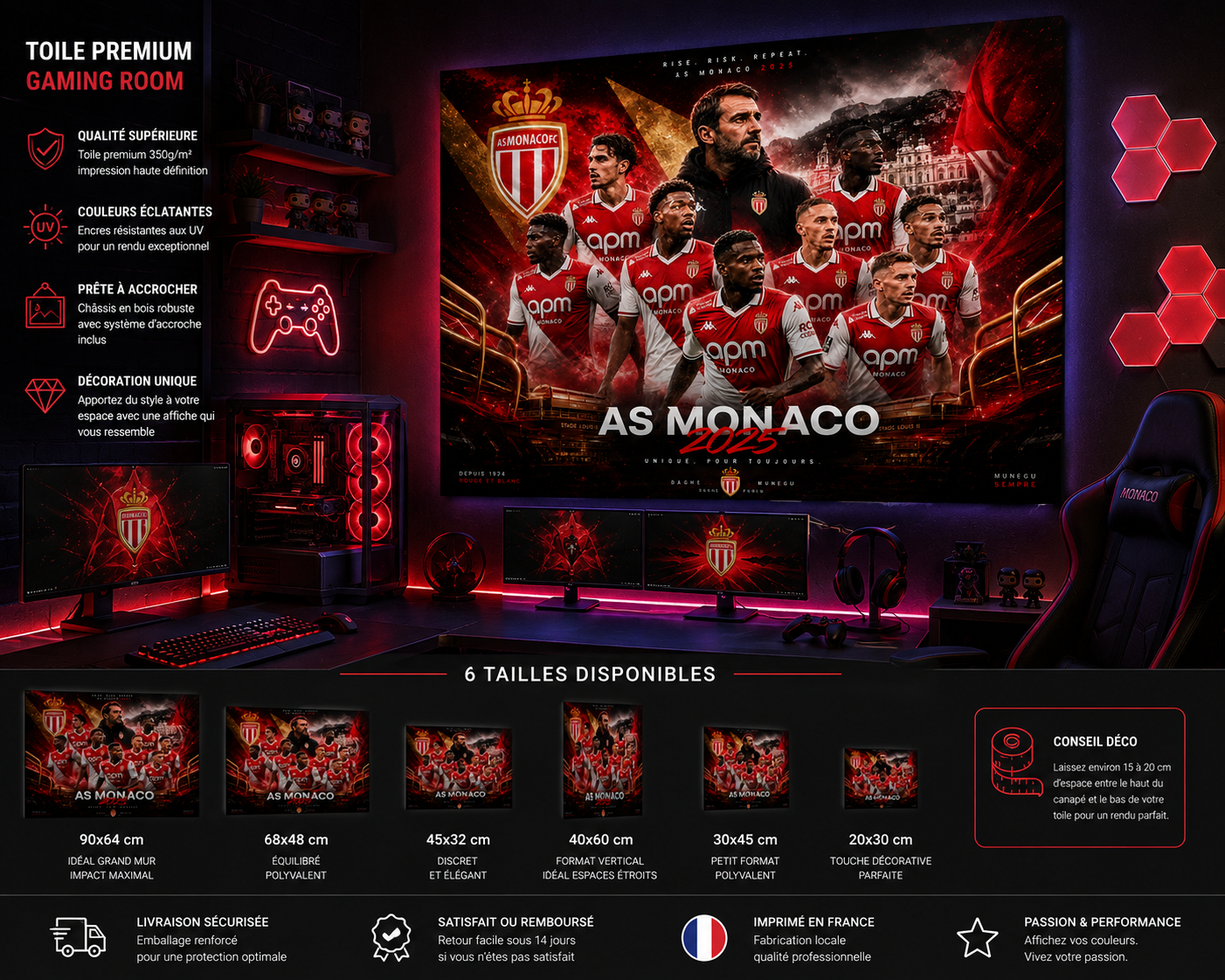 Tableau Métal AS Monaco – Saison 2025‑2026 – Image 2
