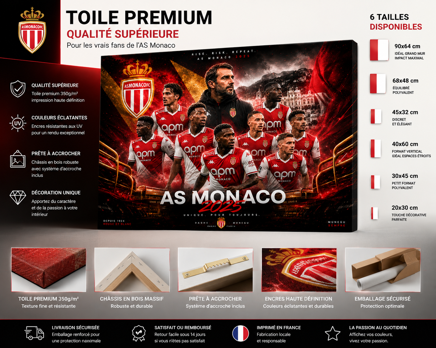 Tableau Métal AS Monaco – Saison 2025‑2026 – Image 5