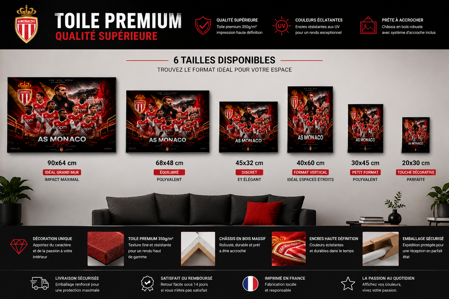 Tableau Métal AS Monaco – Saison 2025‑2026 – Image 6