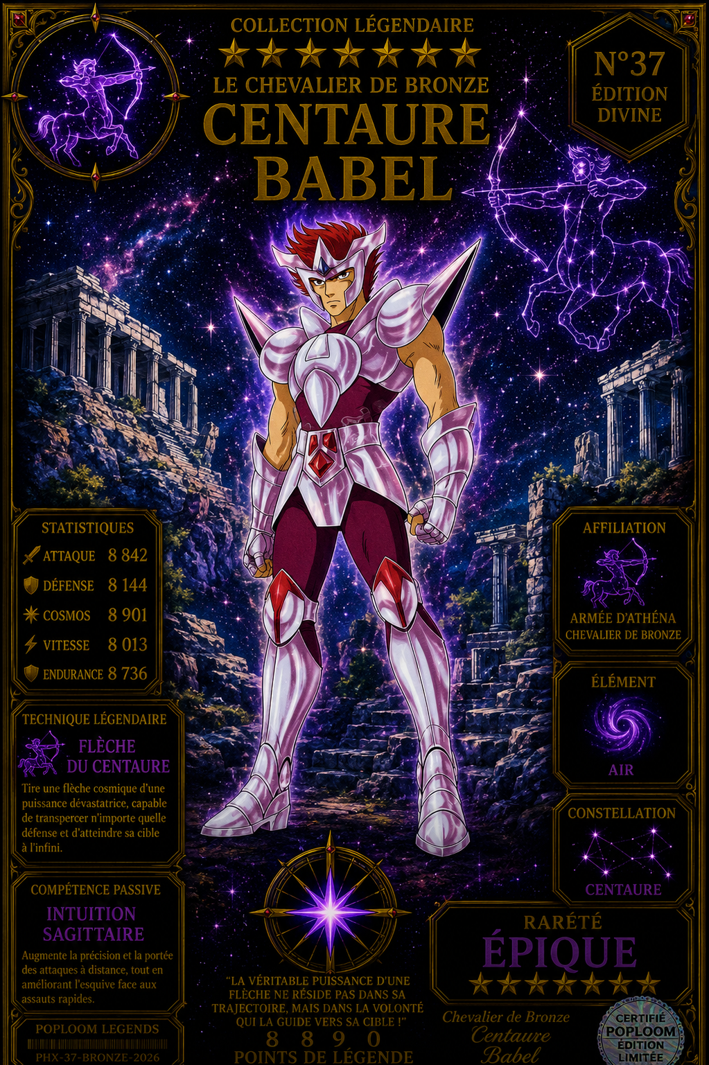 Babel du Centaure – Collection Légendaire Poploom Chevalier de Bronze Saint Seiya