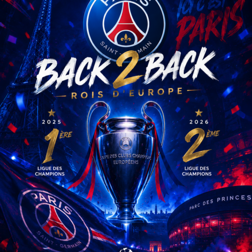 PSG Champions d'Europe – Tableau Métal Exclusif Back 2 Back
