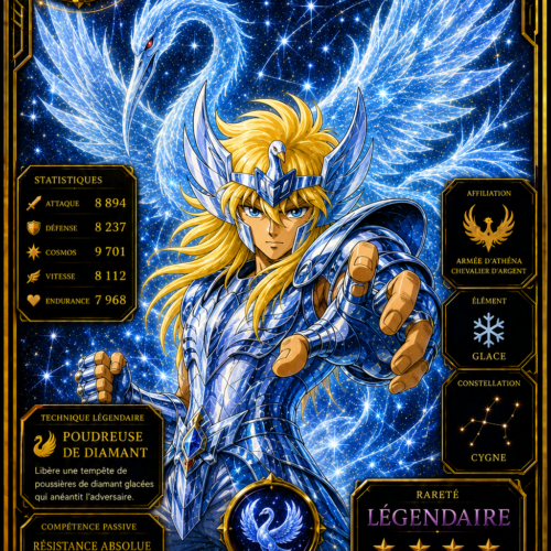 Hyôga du Cygne – Carte Légendaire Saint Seiya | Édition Divine Premium