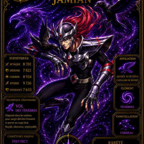 Jamian du Corbeau – Carte Épique Saint Seiya Édition Divine Premium