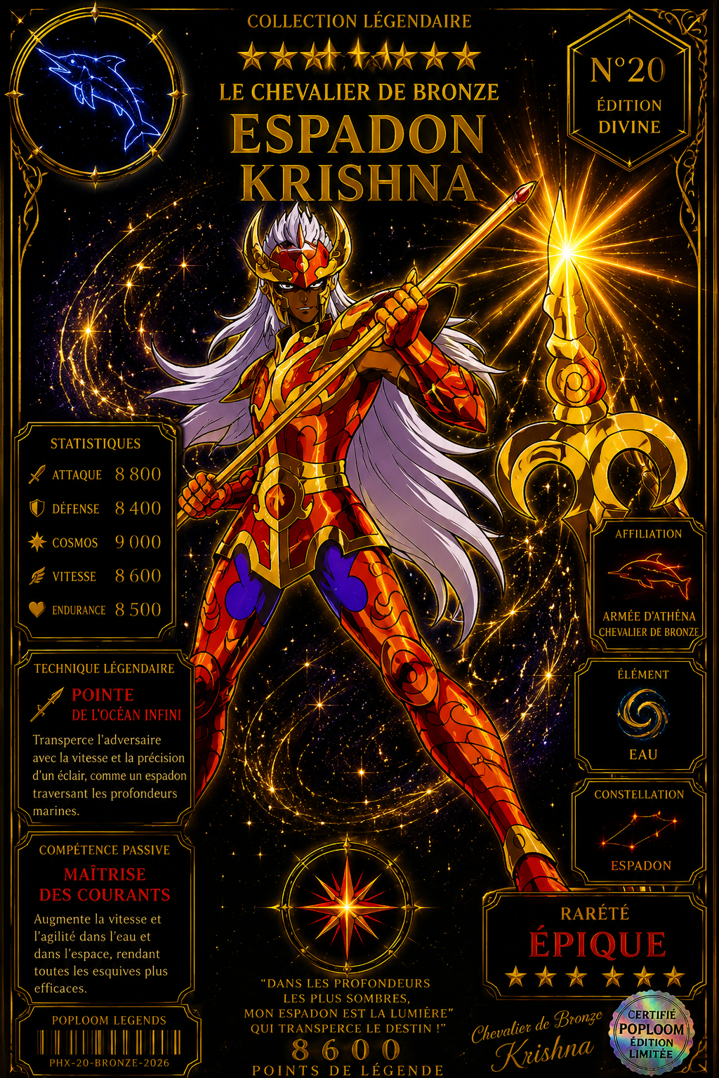 Krishna de l’Espadon – Carte Épique Saint Seiya Édition Divine Premium