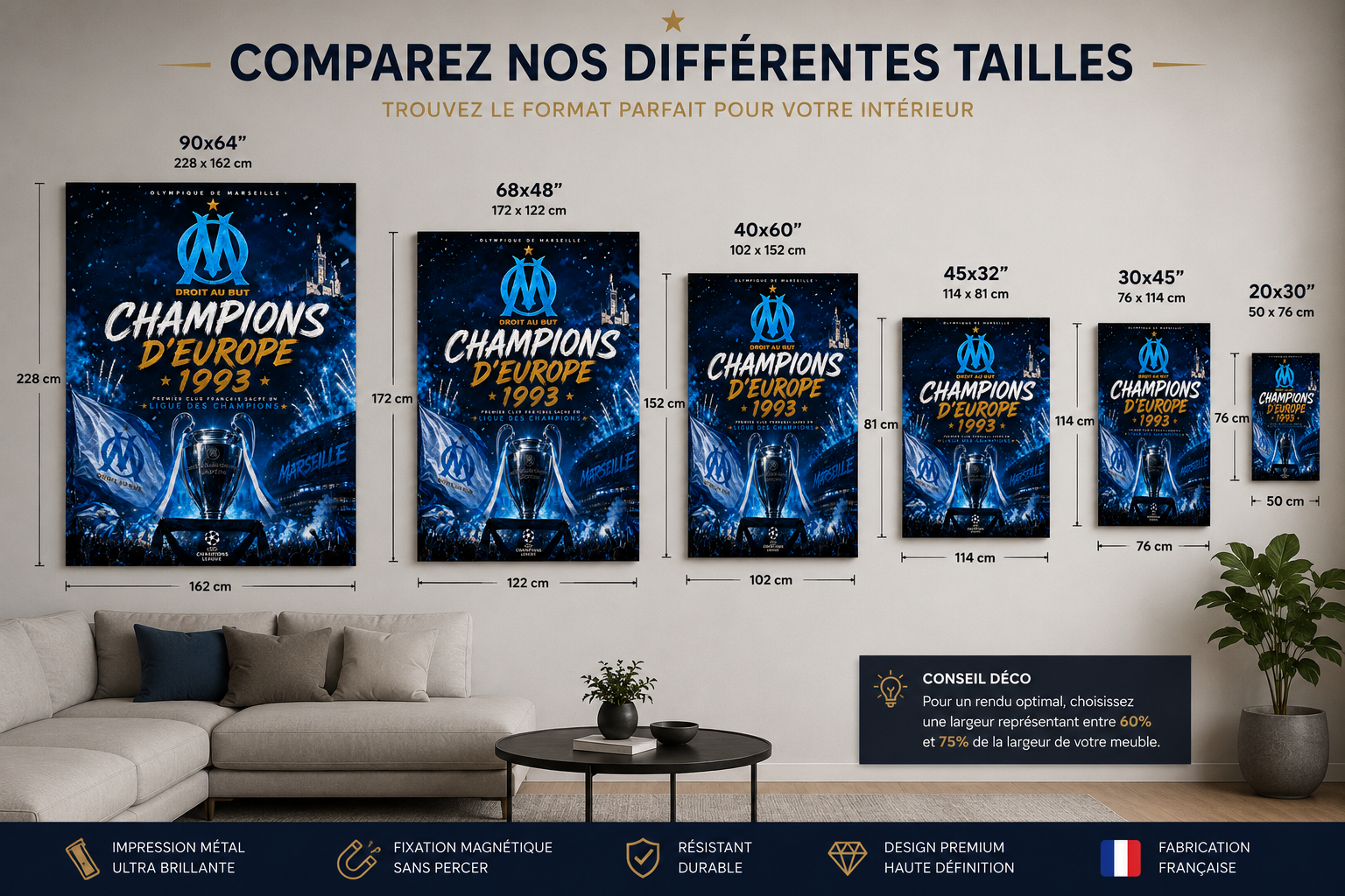 OM 1993 – Tableau Métal Premium Champions d'Europe – Image 5