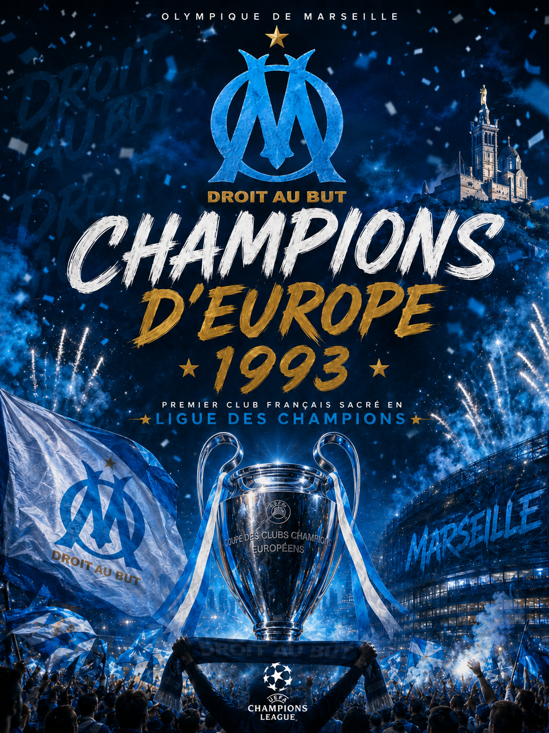 OM 1993 – Tableau Métal Premium Champions d'Europe