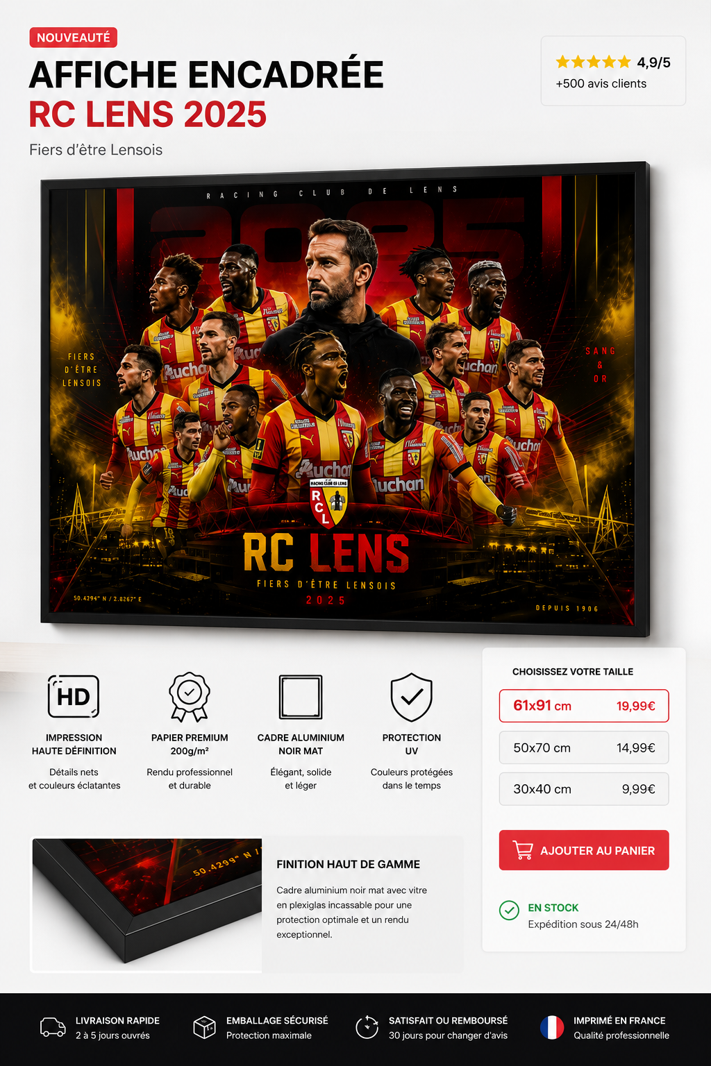 Tableau Métal RC Lens – Saison 2025‑2026 – Image 4