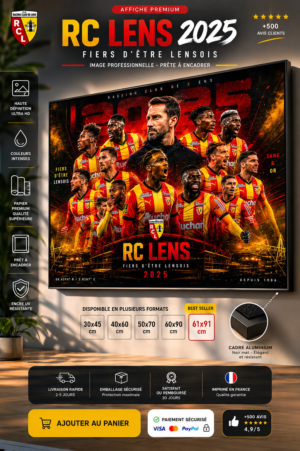 Tableau Métal RC Lens – Saison 2025‑2026 – Image 3