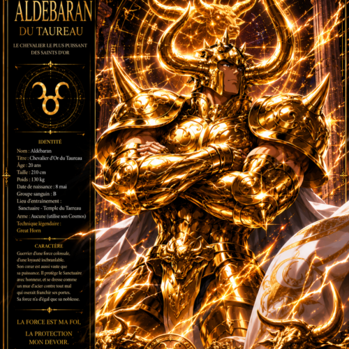 Tableau Métal Premium Aldébaran du Taureau – Chevalier d'Or Saint Seiya Les Chevaliers du Zodiaque