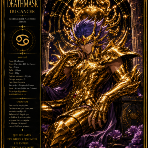 Tableau Métal Premium Deathmask du Cancer – Chevalier d'Or Saint Seiya Les Chevaliers du Zodiaque