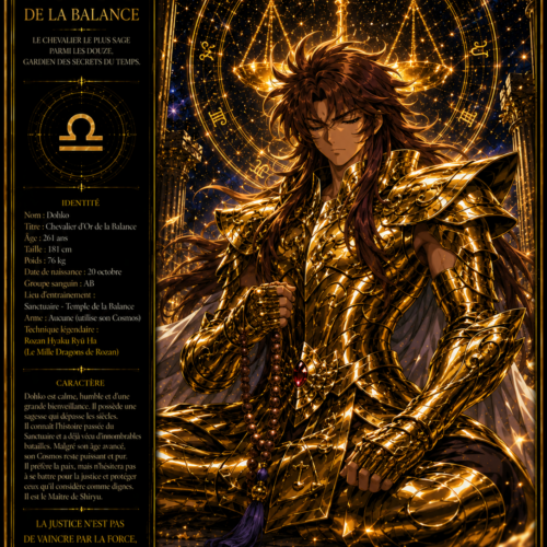 Tableau Métal Premium Dohko de la Balance – Chevalier d'Or Saint Seiya Les Chevaliers du Zodiaque
