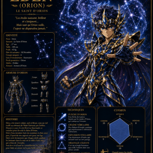 Tableau Métal Premium Eden d'Orion – Saint Seiya Omega Les Chevaliers du Zodiaque