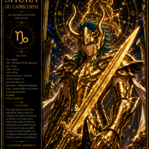 Tableau Métal Premium Shura du Capricorne – Chevalier d'Or Saint Seiya Les Chevaliers du Zodiaque