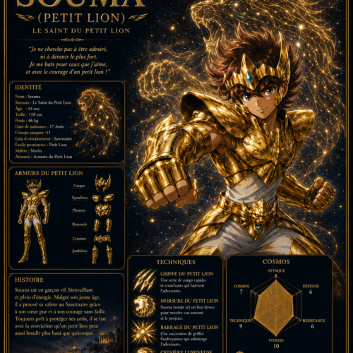 Tableau Métal Premium Souma du Petit Lion – Saint Seiya Omega Les Chevaliers du Zodiaque
