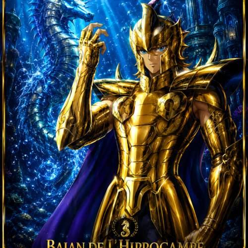 Tableau Métal Baian de l'Hippocampe Saint Seiya Général Marina Poploom
