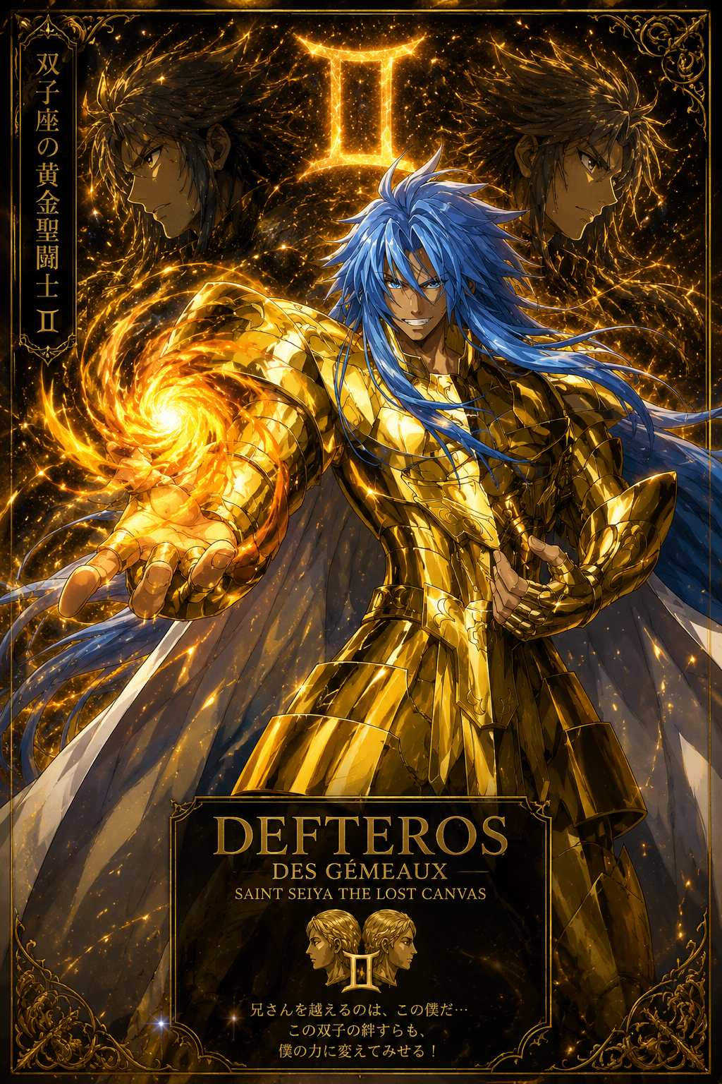 Tableau Métal Defteros des Gémeaux – Saint Seiya The Lost Canvas Chevalier d'Or des Gémeaux Poploom