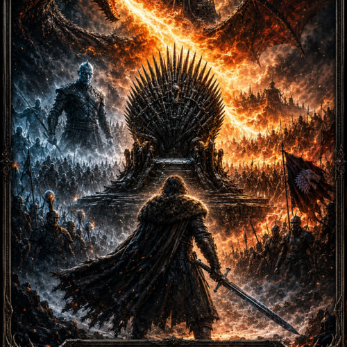 Tableau Métal Game of Thrones™ Collector – Le Trône de Fer, Jon Snow et le Roi de la Nuit