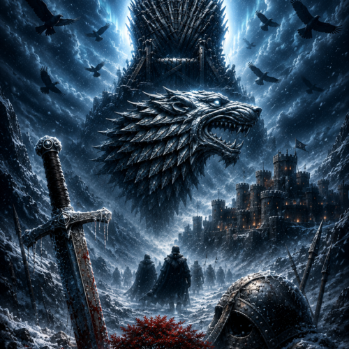 Tableau Métal Game of Thrones™ Collector – Le Trône de Fer et la Maison Stark