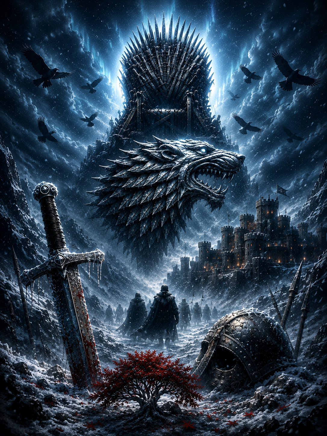Tableau Métal Game of Thrones™ Collector – Le Trône de Fer et la Maison Stark