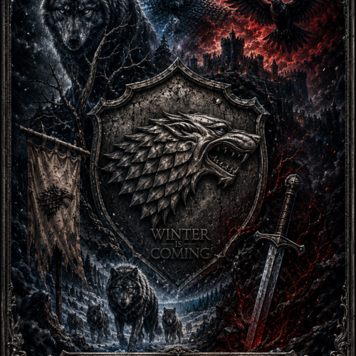 Tableau Métal Game of Thrones™ Collector – Maison Stark « Winter Is Coming »