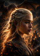 Tableau Métal Game of Thrones™ – Daenerys Targaryen et Drogon