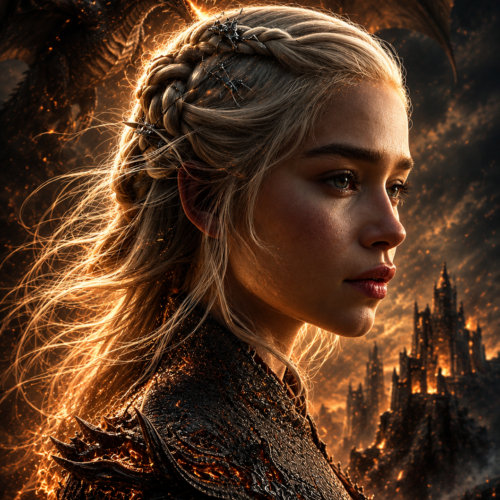 Tableau Métal Game of Thrones™ – Daenerys Targaryen et Drogon