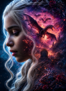 Tableau Métal Game of Thrones™ – Daenerys Targaryen et ses Dragons