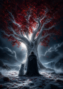 Tableau Métal Game of Thrones™ – Jon Snow sous l'Arbre-Cœur de Winterfell