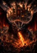 Tableau Métal Game of Thrones™ – Le Dragon Targaryen et Port-Réal en Flammes