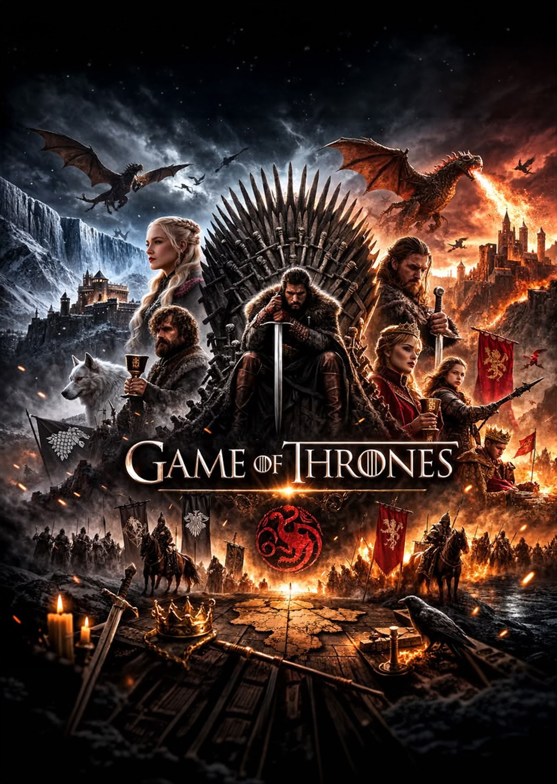 Tableau Métal Game of Thrones™ – Les Grandes Maisons de Westeros