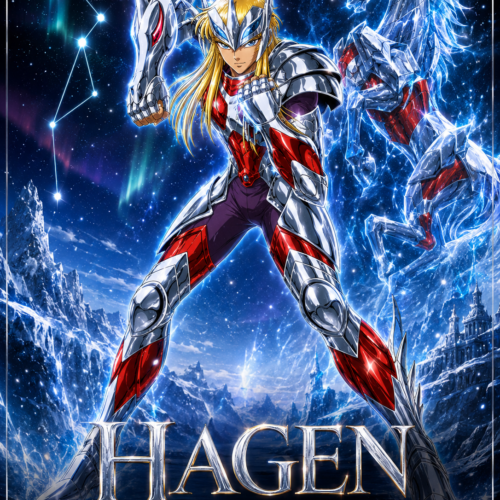 Tableau Métal Hagen de Merak Saint Seiya Guerrier Divin d'Asgard Poploom