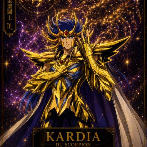 Tableau Métal Kardia du Scorpion – Saint Seiya The Lost Canvas Chevalier d'Or du Scorpion Poploom
