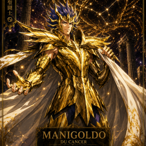Tableau Métal Manigoldo du Cancer – Saint Seiya The Lost Canvas Chevalier d'Or du Cancer Poploom