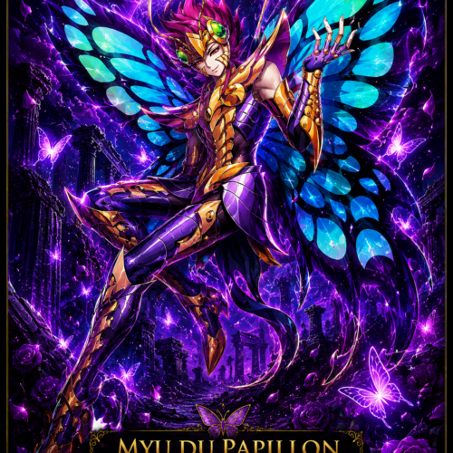 Tableau Métal Myu du Papillon – Spectre d'Hadès Saint Seiya Poploom