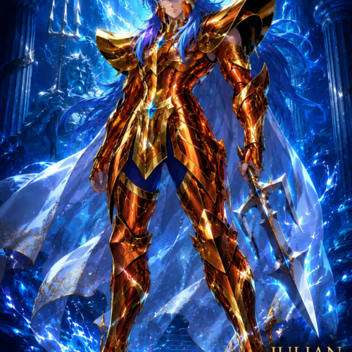 Tableau Métal Poséidon (Julian Solo) Saint Seiya Dieu des Mers Poploom