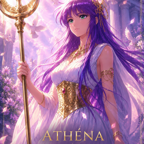 Tableau Métal Premium Athéna (Saori Kido) – Déesse de la Justice Saint Seiya