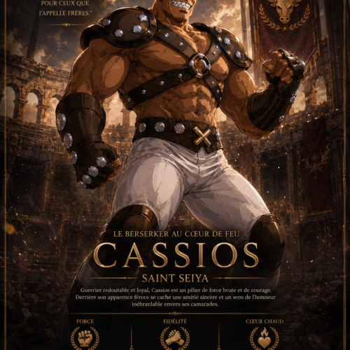 Tableau Métal Premium Cassios – Le Berserker au Cœur de Feu Saint Seiya