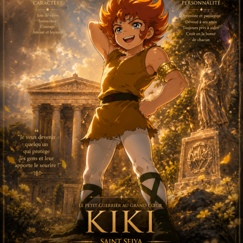 Tableau Métal Premium Kiki – Le Petit Guerrier au Grand Cœur Saint Seiya