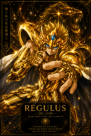 Tableau Métal Regulus du Lion – Saint Seiya The Lost Canvas Chevalier d'Or du Lion Poploom