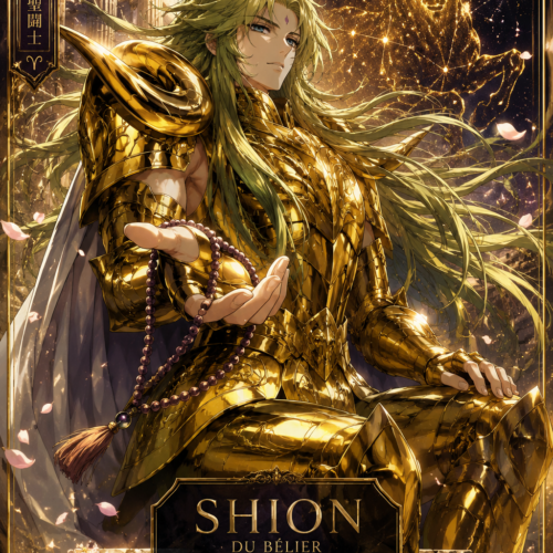 Tableau Métal Shion du Bélier – Saint Seiya The Lost Canvas Chevalier d'Or du Bélier Poploom