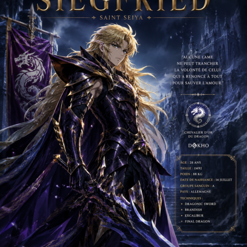 Tableau Métal Siegfried de Dubhe Saint Seiya Guerrier Divin d'Asgard Poploom
